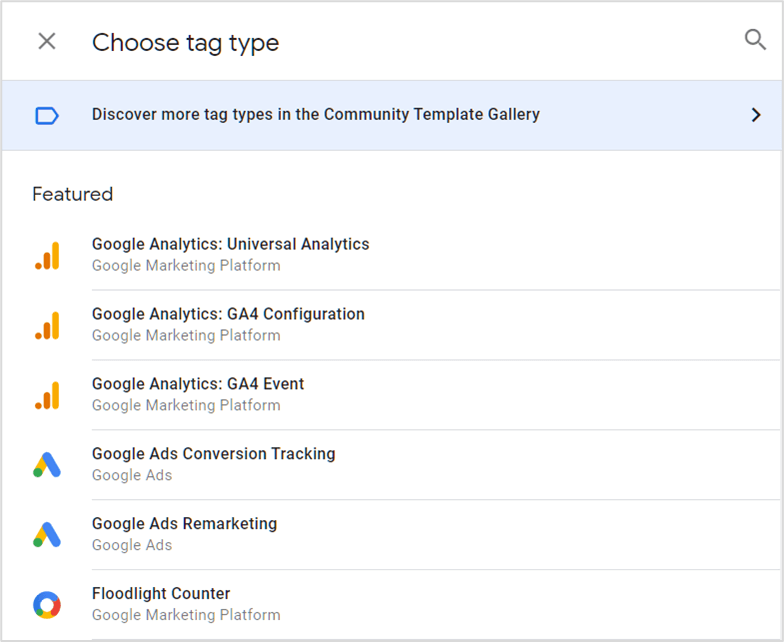 screenshot of google tag manager