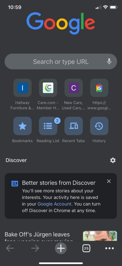 Google Discover Feed on iPhone