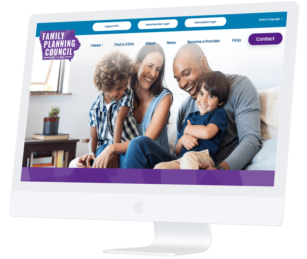 a mockup of the Family Planning Council website
