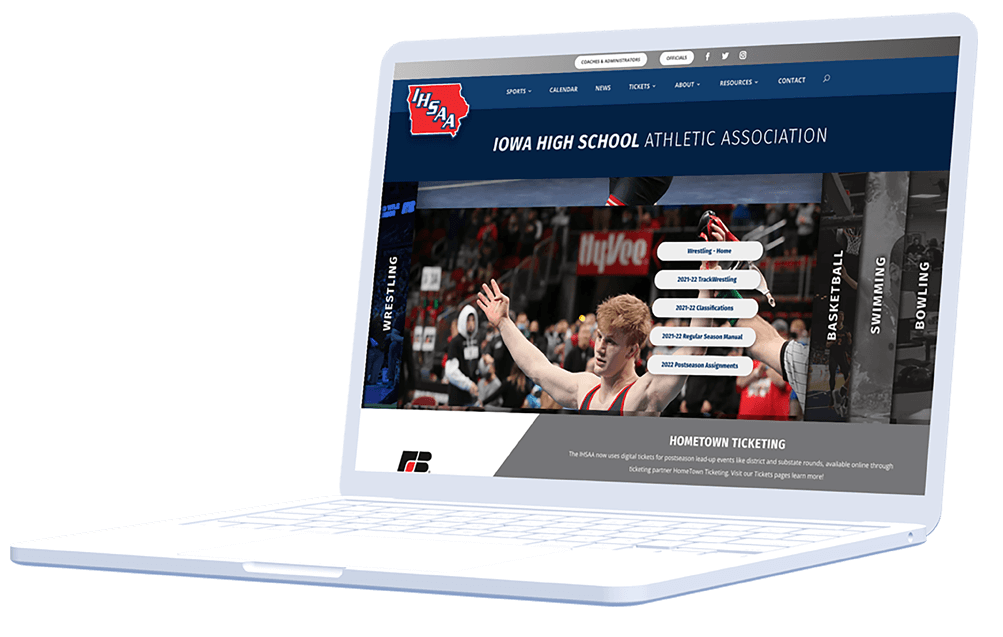a mockup of the Iowa High School Athletic Association website