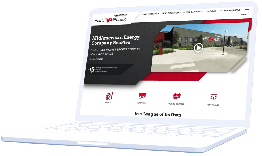 a mockup of the MidAmerican Energy Company RecPlex website