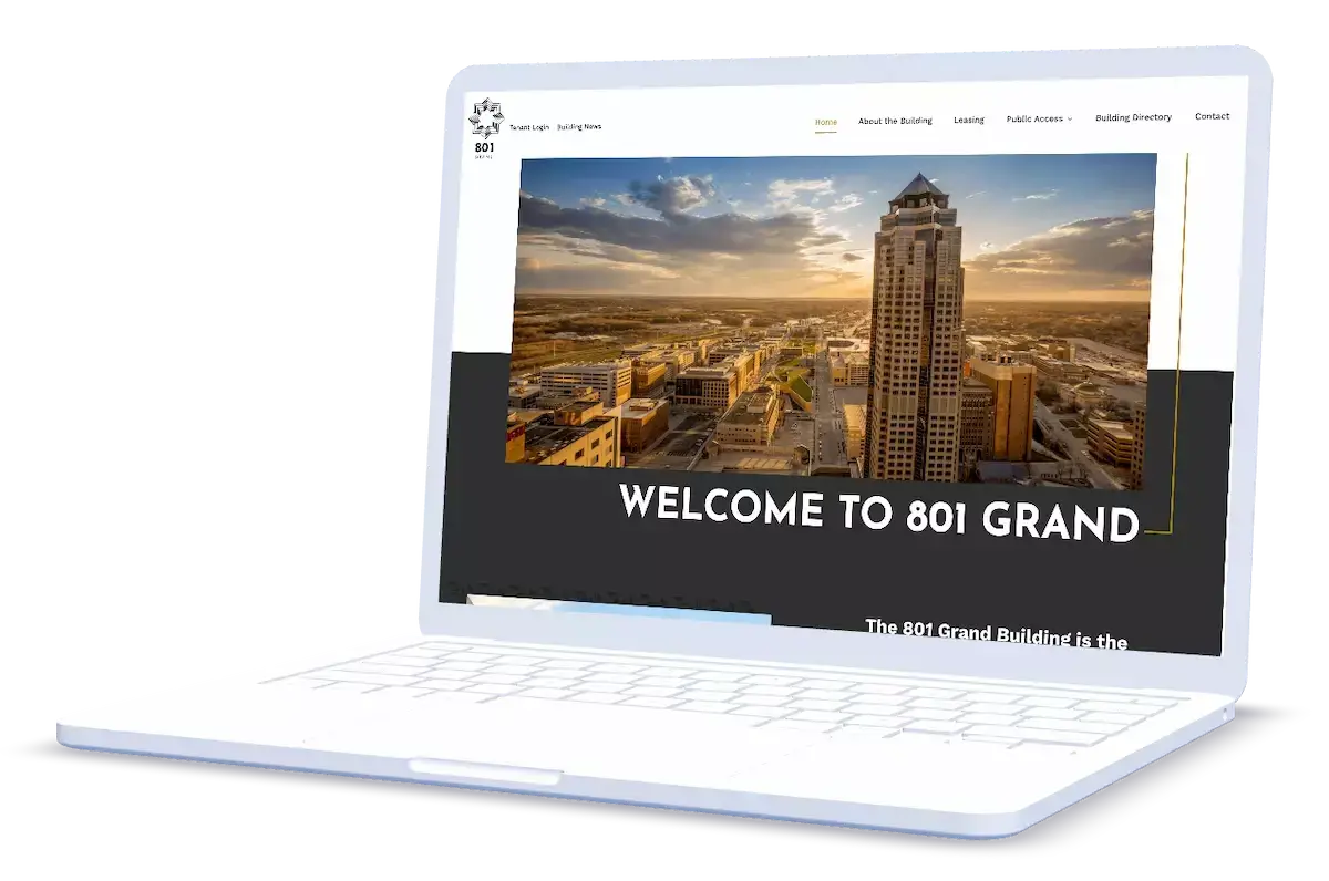 a screenshot of the new 801 Grand website
