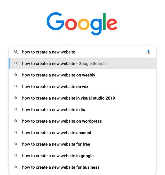 screenshot of Google's search drop-down